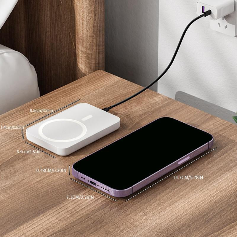Revolutionary Magnetic Portable Charger 5000mAh - MagSafe-Compatible Wireless Power Bank with 20W Fast Charging for iPhone 12-17 & Qi Android Devices